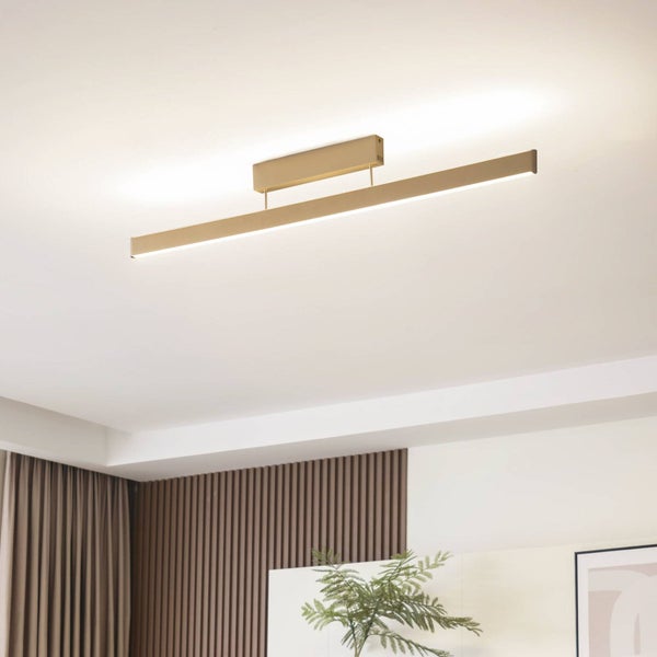 Lucande LED Smart Home Deckenlampe Mylosh dimmbar mit Leselampe (Modern) in Gold / Messing aus Aluminium (1 flammig, ) - Deckenleuchte Lampe Wohnzimmerleuchte