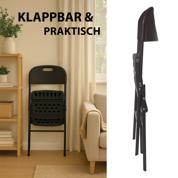 2x Klappstuhl 150 kg Sitzform ergonomisch Gartenstuhl wetterfest Campingstuhl in grauer Holzoptik