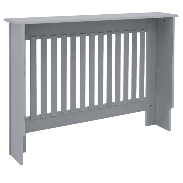 ECD Germany Heizkörperverkleidung Landhausstil 112x19x82cm, Grau, aus MDF lackiert, für Schlafzimmer, Wohnzimmer, Heizungsverkleidung Heizkörperabdeckung Heizungsabdeckung Heizung Heizkörper Abdeckung