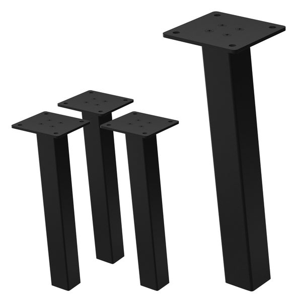 ML-Design 4er Set Tischbeine schräg H:30 cm, Schwarz glänzend, aus pulverbeschichtetem Stahl, eckig, Profil 4x4 cm, I-Form, Möbelfüße Metall 96° Neigung, Tischfüße Möbelbeine für Couchtisch, Sitzbank