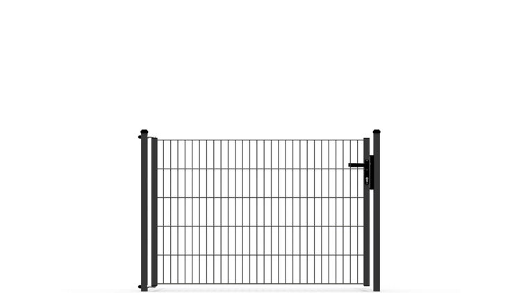 Gartentor ZAUNGURU ECO-Line aus Metall, Höhe: 103cm, Breite: 167cm, 1-flügelig inkl. Pfosten, Locinox-Schloss und Zubehör, Feuerverzinkt und zusätzlich in RAL 7016 Anthrazitgrau pulverbeschichtet