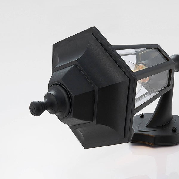 Lindby Wandlampe aussen, Aussenwandleuchte Laterne schwarz spritzwassergeschützt IP44 1xE27 max. 60W ohne Leuchtmittel Außenleuchte antik Look