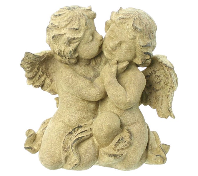 FRANK FLECHTWAREN | Engelpaar Küsschen, POLYRESIN, 18 x 12 x 19 cm