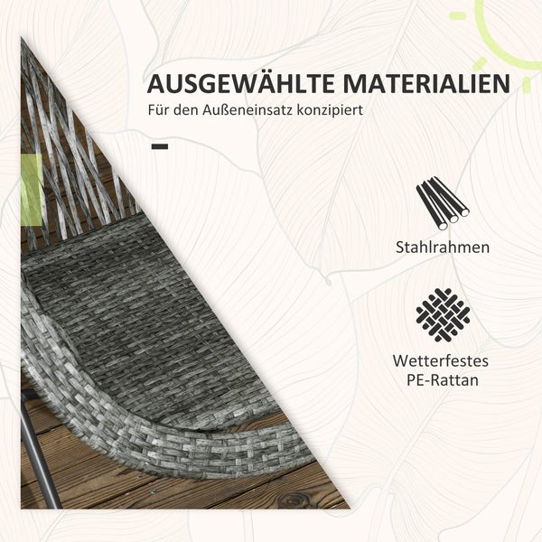 Outsunny Gartenmöbel-Set 3-tlg., Klappbar Gartengarnitur mit Couchtisch, 2 Stühlen, Balkonmöbel-Set mit Kissen, Gartensitzgruppe für Balkon, Terrasse, Grau