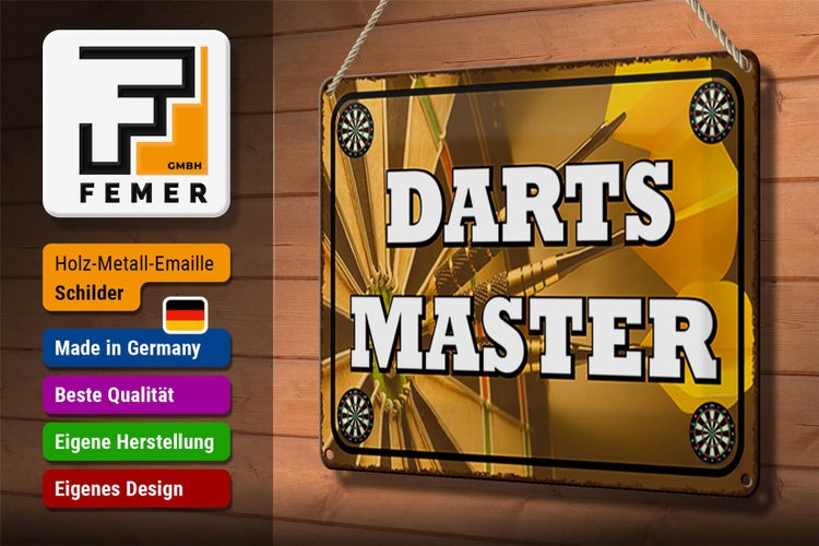 Blechschild Spruch 30x20cm Darts Master Schild deko