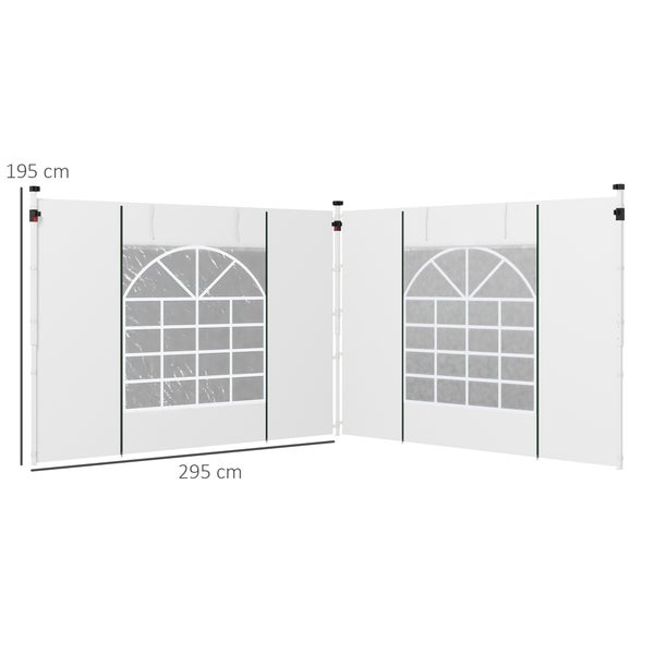 Outsunny 2 Seitenteile Seitenwände für 3 x 3/ 3 x 6 m Pavillon, 295cm x 195cm, Oxford, Weiß
