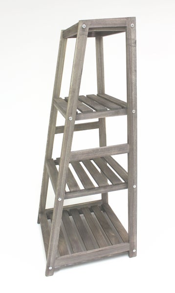 FRANK FLECHTWAREN | Holzregal Leiter, HOLZ, Breite 42 cm, Tiefe unten 39 cm, Tiefe oben 20 cm, Höhe 101 cm, einfache Selbstmontage