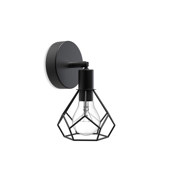 EMKE Retro Wandleuchte Schwarz, Industrielle Wandlampe mit E14 Fassung, Schwenkbar, IP20, Vintage Design, Wohnzimmer & Flur, Ohne Leuchtmittel, 120x 119x200 mm
