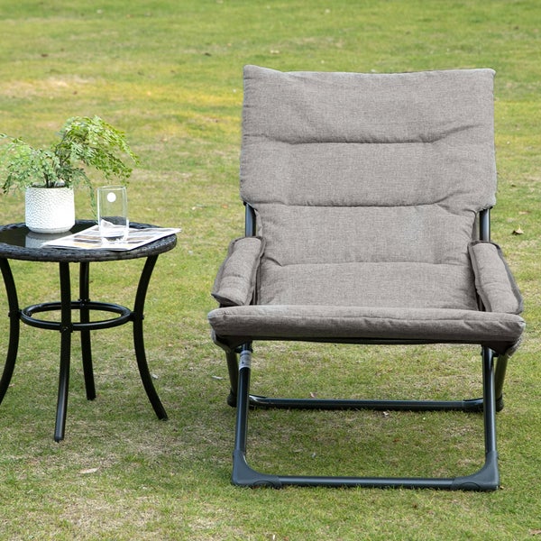 Outsunny Klappstuhl, mit Auflage, abnehmbar, 66B x 94T x 79H cm, Textilene, Stahl, Grau