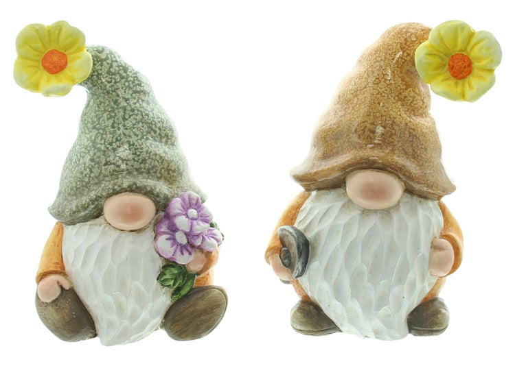 FRANK FLECHTWAREN|Wichtel Gärtner, 2er Set, 13 x 10 x 20 cm, POLYRESIN