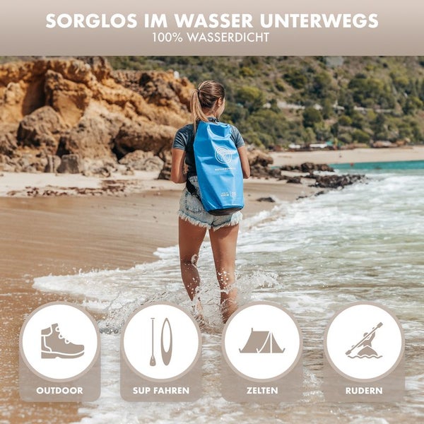NATURBUMMLER ® Dry Bag - 10/20L [100% wasserdicht & mit Schultergurt] perfekt für Wassersport, Angeln, Campen, Surfen etc. - wasserdichter Beutel Drybag wasserdichte Tasche
