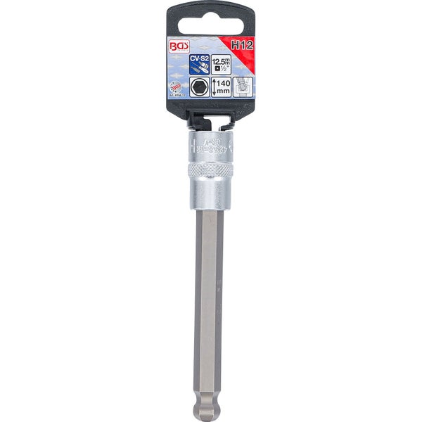 BGS Bit-Einsatz Länge 140 mm Antrieb Innenvierkant 12,5 mm (1/2) Innensechskant mit Kugelkopf 12 mm - 4258-12