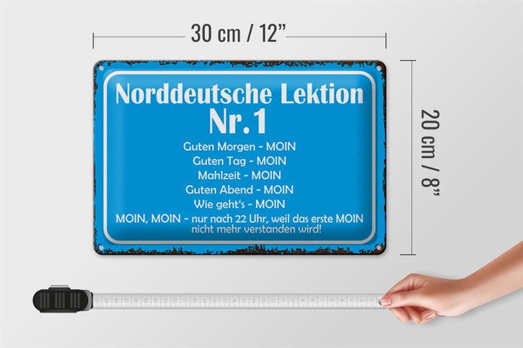 Blechschild Spruch 30x20cm Norddeutsche Lektion Nr. 1 MOIN