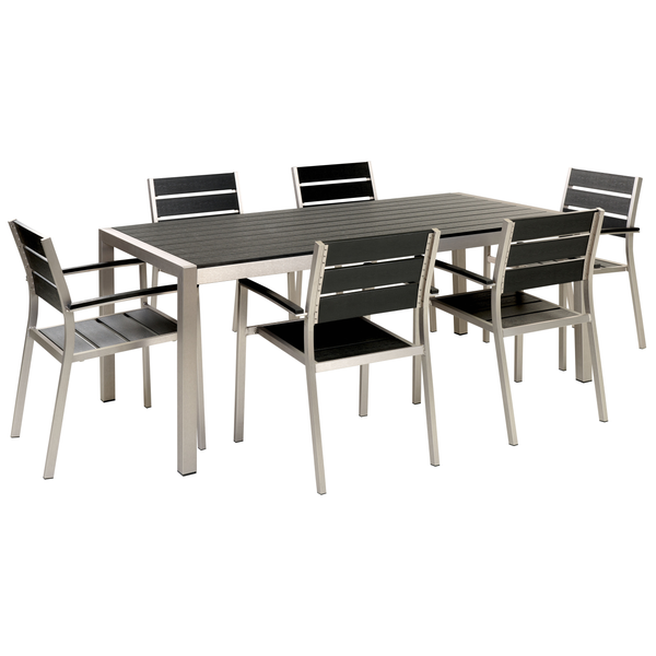 Gartenmöbel Set 6-Sitzer VERNIO Schwarz / Silber