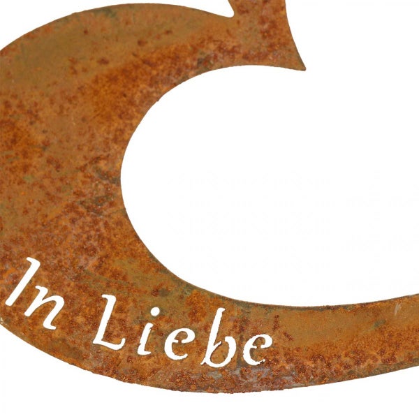 Dekorationselement aus Metall mit der Aufschrift In Liebe