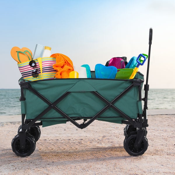 Outsunny Bollerwagen, 108L x 55B x 61-91H cm, Metall, Oxford-Stoff, grün