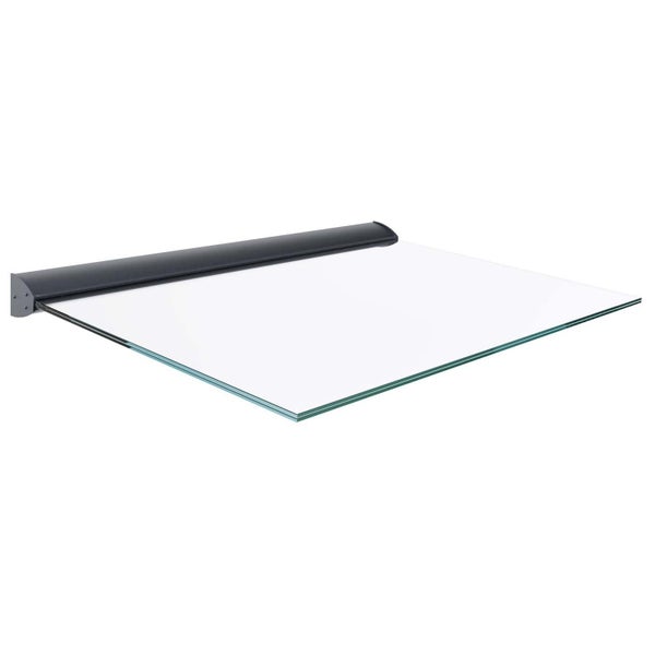 Vordach aus Glas mit schwarzem Wandprofil für den Hauseingang.