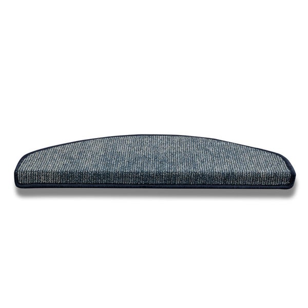 FLOORDIREKT Stufenmatte York - Widerstandsfähig & Pflegeleicht - Blau - Halbrund - 23.5 x 65 cm