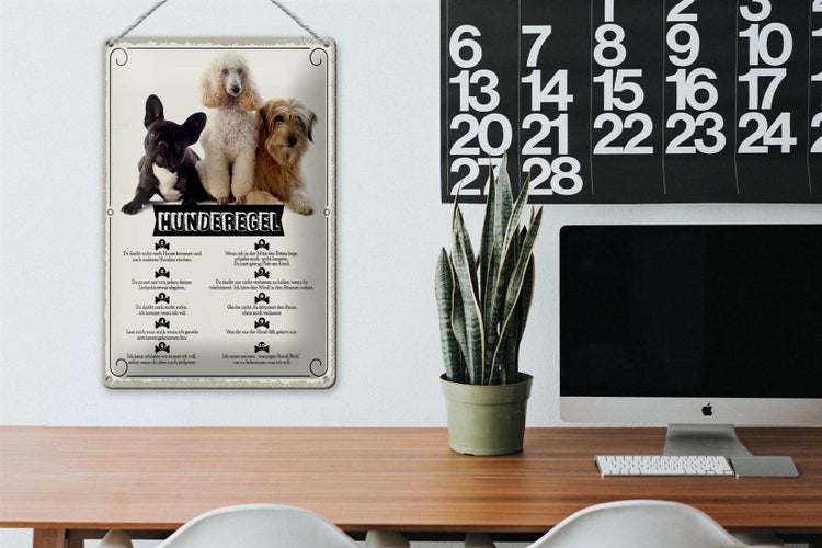 Blechschild Spruch 20x30cm Hunderegel schlafen wo ich will
