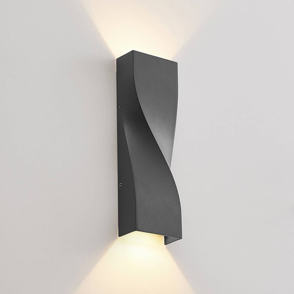 Lucande LED Wandleuchte außen Tibelya (Modern) in Schwarz aus Aluminium (1 flammig, ) - Außenwandleuchten Wandlampe Led Außenlampe Outdoor für Außenwand/Hauswand Haus Terrasse &