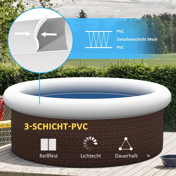 Aufblasbarer Whirlpool mit dreilagigem PVC, reißfest, lichtecht und dauerhaft