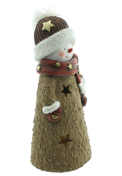 FRANK FLECHTWAREN | LED-Schneemann Winterzeit, 11 x 10 x 23,5 cm, FIBERGLAS, KUNSTSTOFF