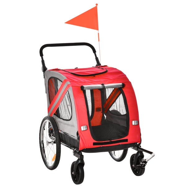 PawHut Hundewagen, 140L x 72,5B x 108H cm, Stahl, Oxford-Gewebe, Rot