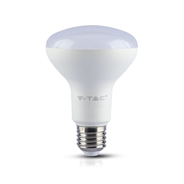 Weiße V-TAC LED-Reflektorlampe mit E27-Sockel und matter Abdeckung.
