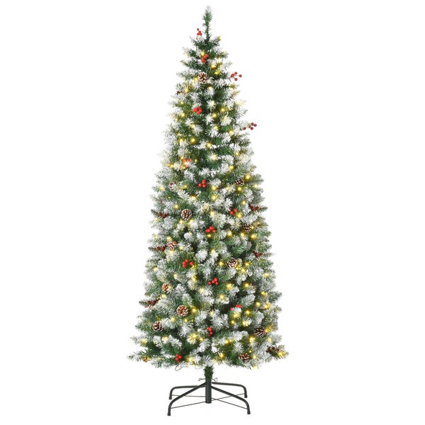 HOMCOM Weihnachtsbaum, Ø65 x 180 cm, Stahl, Grün, Weiß
