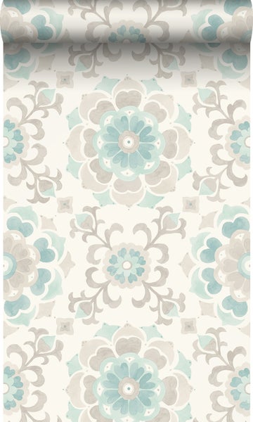 Origin Wallcoverings Tapete Suzani Blumen Seladongrün - 53 cm x 10,05 m - 347423