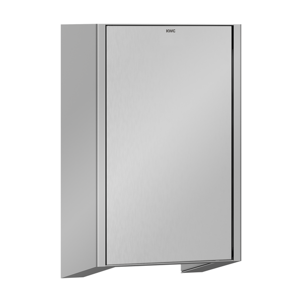 KWC Abfallbehälter zur Wandmontage aus Edelstahl mit KWC Logo.