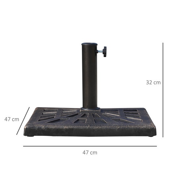 Outsunny Sonnenschirmständer 15 kg Schirmhalter Regenschirm Base für  Ø38 mm Ø48 mm Kunstharz Schwarz 47 x47 x 32 cm