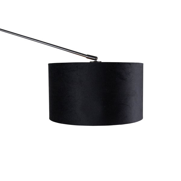 Wandleuchte schwarz mit Veloursschirm schwarz 35 cm verstellbar - Blitz
