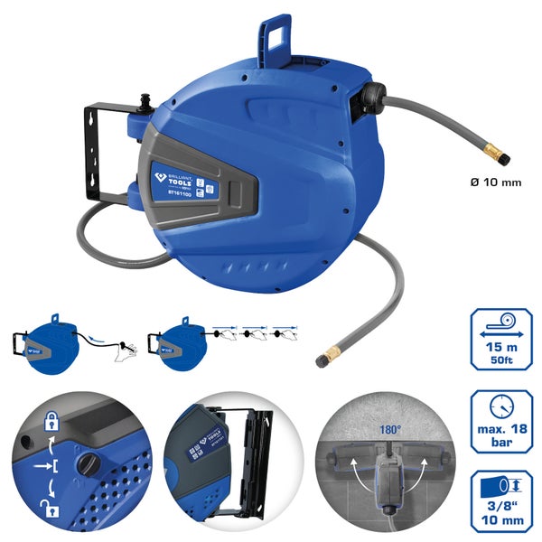 BRILLIANT TOOLS Automatischer Druckluftschlauch-Aufroller Ø 10 mm x 15 m - BT161100