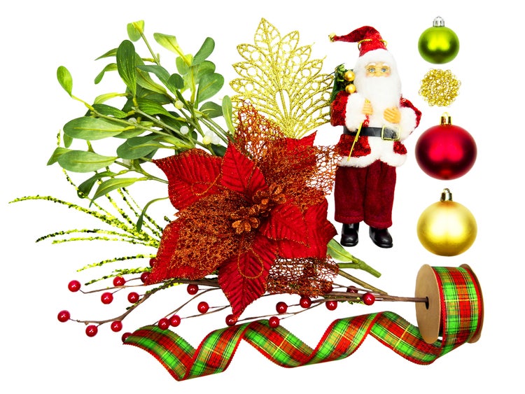 Dekorierter künstlicher Weihnachtsbaum SANTA 60 cm mit LED-Beleuchtung IN FLOWER