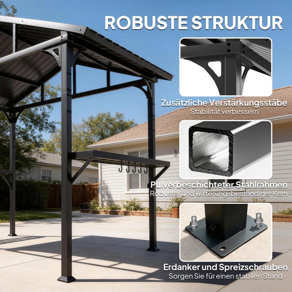 Oberhaken an einer Pergola-Dachkonstruktion zur Befestigung von Beleuchtung, Ventilatoren oder Heizstrahlern.