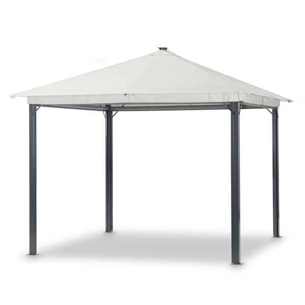 Solarpavillon Lina 3 x 3 m mit Dach und seitlichen Rollos, grau