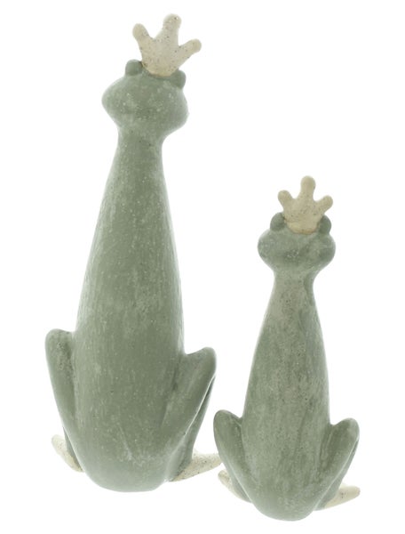 FRANK FLECHTWAREN | Figur Froschkönig, 2er Set, TERRACOTTA, 8,5 x 7 x 19 cm, 11 x 9 x 26,5 cm