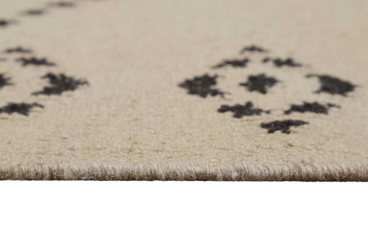 Kelim Teppich Creme Beige aus Wolle Belmont Green Looop 80x150 cm