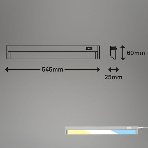 LED Unterbaulampe Küchenlampe 54,5cm CCT schwenkbar 6,5W silber Briloner