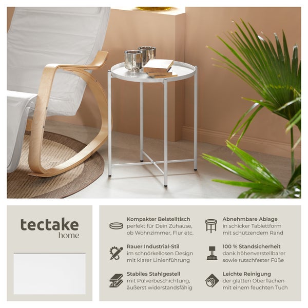 Beistelltisch tectake Chester 45,5 x 45,5 x 53 cm Stahl weiß