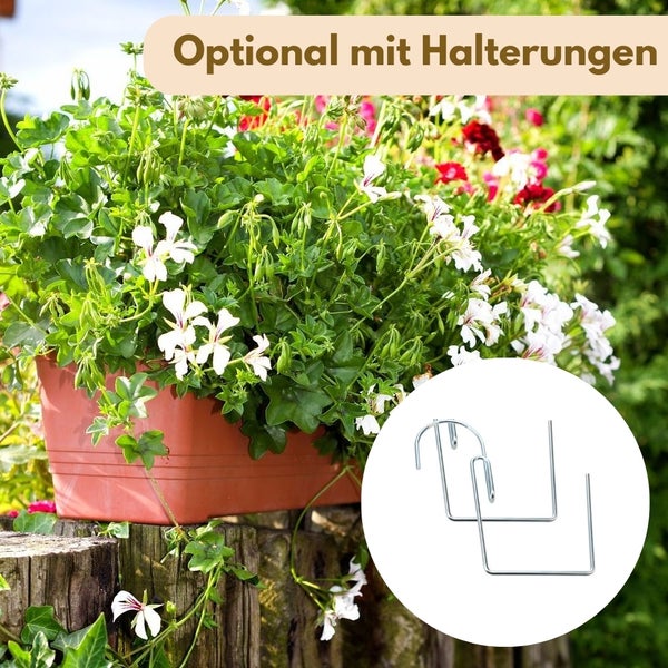 Blumenkasten Fensterbank Außen Blumenkasten Balkongeländer Balkonkasten mit Wasserspeicher Metall Halterung Pflanzkasten Outdoor 80 cm terrakotta