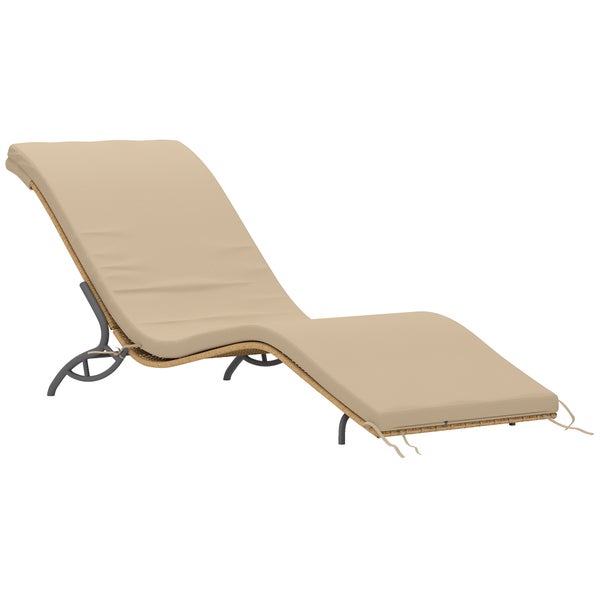 Outsunny Sonnenliege Polyrattan Wasserabweisend Gartenliege mit Kissen, wetterfest Liege 120 kg belastbar UV-bständig Relaxliege Liegestuhl Gartenmöbel für Garten Balkon Outdoor 166 x 63 x 76 cm Beige