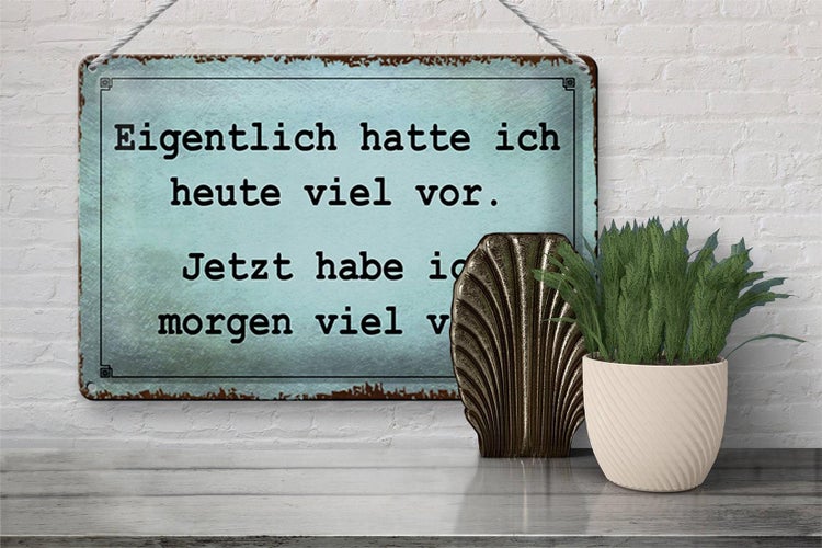 Blechschild Spruch 30x20cm eigentlich hatte ich viel vor