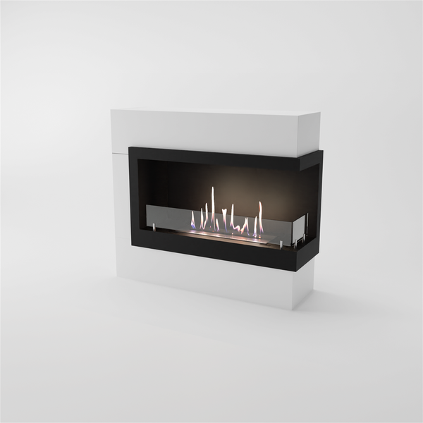 GLOW FIRE Ethanol Kamin 'Halden Mini Rechts' | Ethanolofen in Weiss mit 3 Std. Brenndauer und 2 KW Heizleistung | BxHxT: 90x140x28 cm