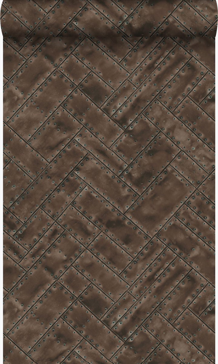 Origin Wallcoverings Tapete Metallplatten Rostbraun - 53 cm x 10,05 m - 337239