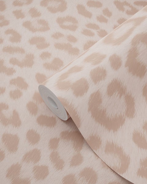 Tapetenrolle mit Leopardenmuster und Pelzeffekt-Struktur für die Wandgestaltung.