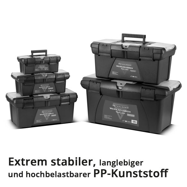 STAHLWERK Toolbox Set mit 5 leeren Werkzeugkisten Modul-System Werkzeugkasten