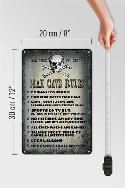 Blechschild Spruch 20x30cm Man cave rules wine spritzers