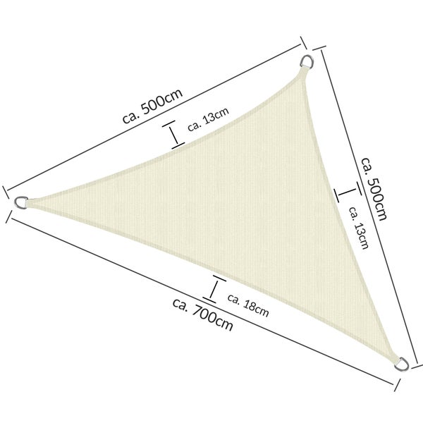 SolVision HS9 Sonnensegel 500x500x700cm dreieckig Creme HDPE